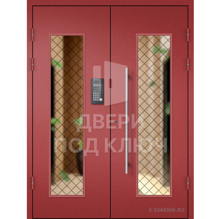 Металлическая дверь со стеклом и решеткой ДПК-13725